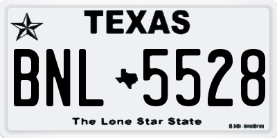 TX license plate BNL5528