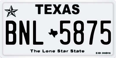 TX license plate BNL5875