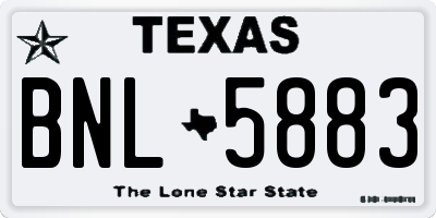 TX license plate BNL5883