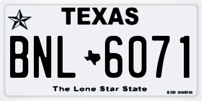 TX license plate BNL6071