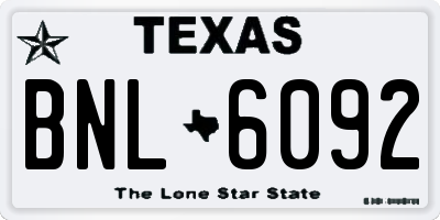 TX license plate BNL6092