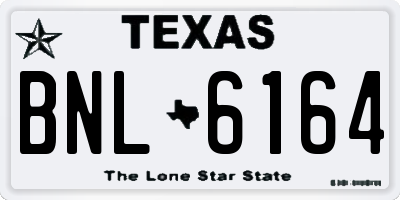 TX license plate BNL6164
