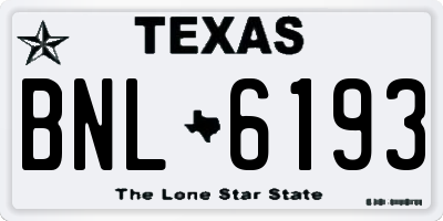 TX license plate BNL6193