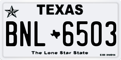 TX license plate BNL6503