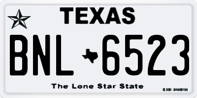 TX license plate BNL6523
