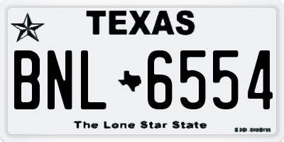 TX license plate BNL6554