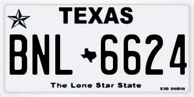 TX license plate BNL6624