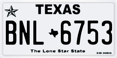 TX license plate BNL6753