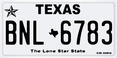 TX license plate BNL6783