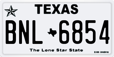 TX license plate BNL6854