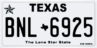 TX license plate BNL6925
