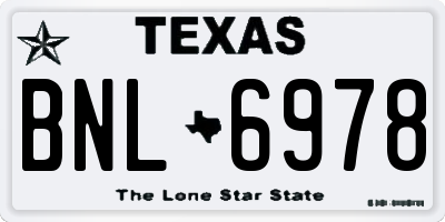 TX license plate BNL6978