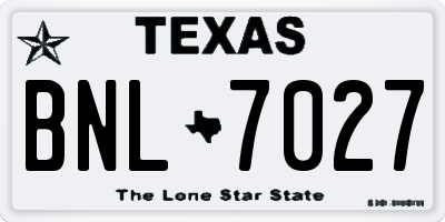 TX license plate BNL7027