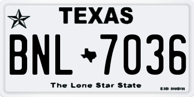 TX license plate BNL7036
