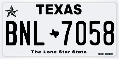 TX license plate BNL7058