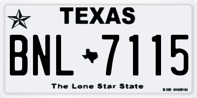 TX license plate BNL7115