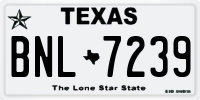 TX license plate BNL7239