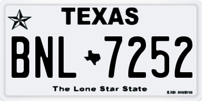 TX license plate BNL7252