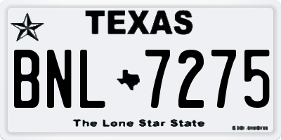 TX license plate BNL7275