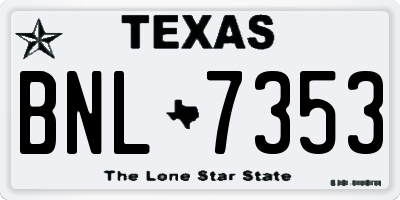 TX license plate BNL7353