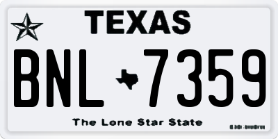 TX license plate BNL7359