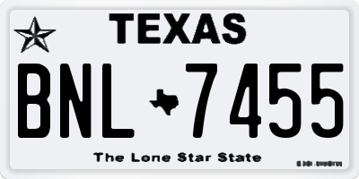 TX license plate BNL7455