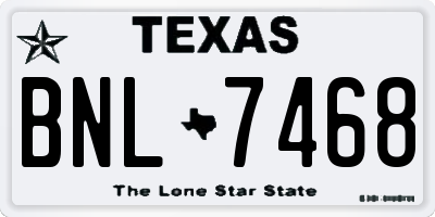 TX license plate BNL7468