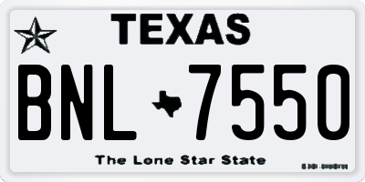 TX license plate BNL7550