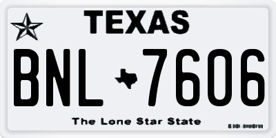 TX license plate BNL7606