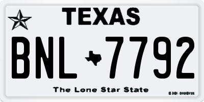 TX license plate BNL7792