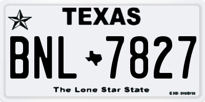 TX license plate BNL7827