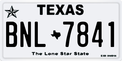 TX license plate BNL7841