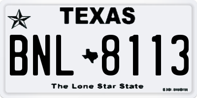 TX license plate BNL8113