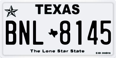 TX license plate BNL8145