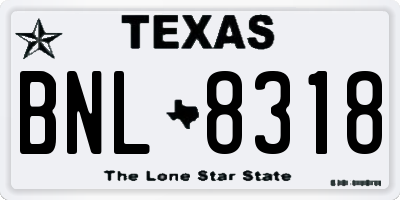 TX license plate BNL8318