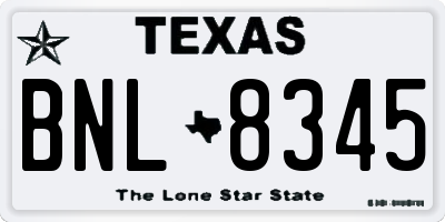 TX license plate BNL8345