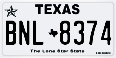 TX license plate BNL8374