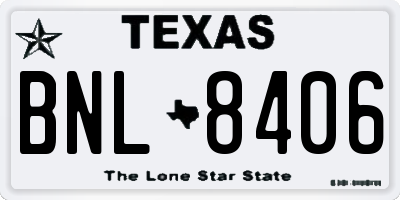 TX license plate BNL8406