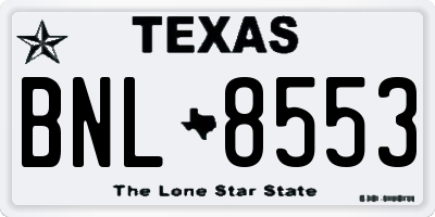 TX license plate BNL8553