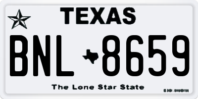 TX license plate BNL8659
