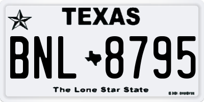 TX license plate BNL8795