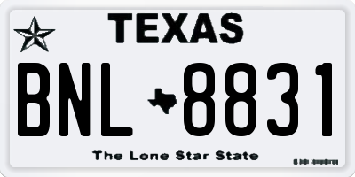 TX license plate BNL8831