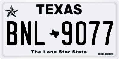 TX license plate BNL9077