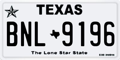 TX license plate BNL9196