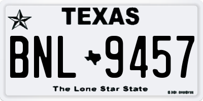 TX license plate BNL9457