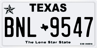 TX license plate BNL9547