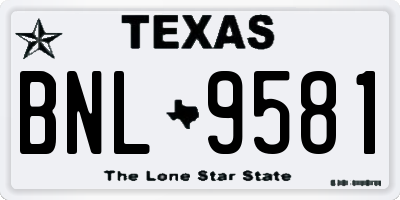 TX license plate BNL9581