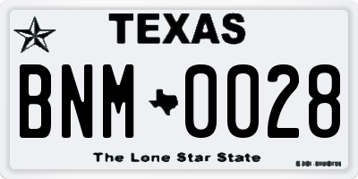 TX license plate BNM0028