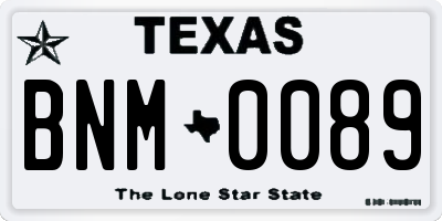 TX license plate BNM0089