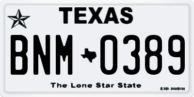 TX license plate BNM0389